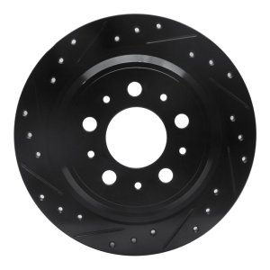 Volvo S70 Brake Rotor (1) - Rear Left - R1 Concepts - Drilled & Slotted - Black - `98-`00